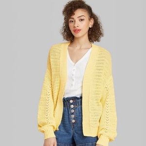 Wild Fable Yellow Cable Knit Wedge Cardigan